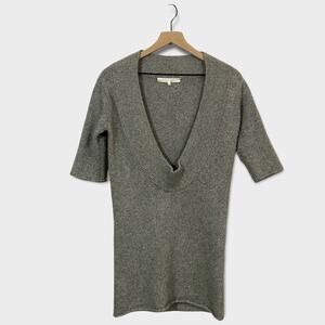 3.1 Phillip Lim Cashmere Deep V Neck Sweater Tunic - Gray - Small